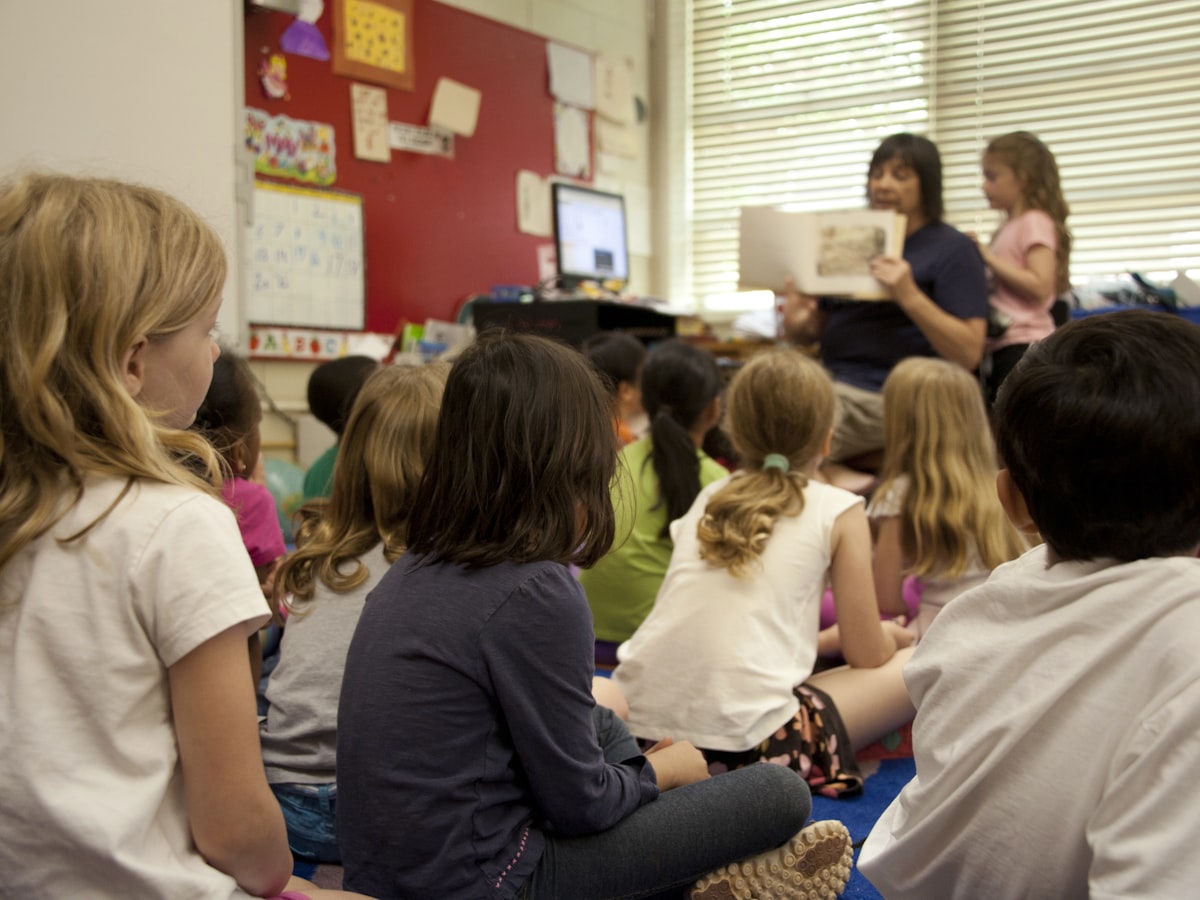 Students working together in a primary school classroom